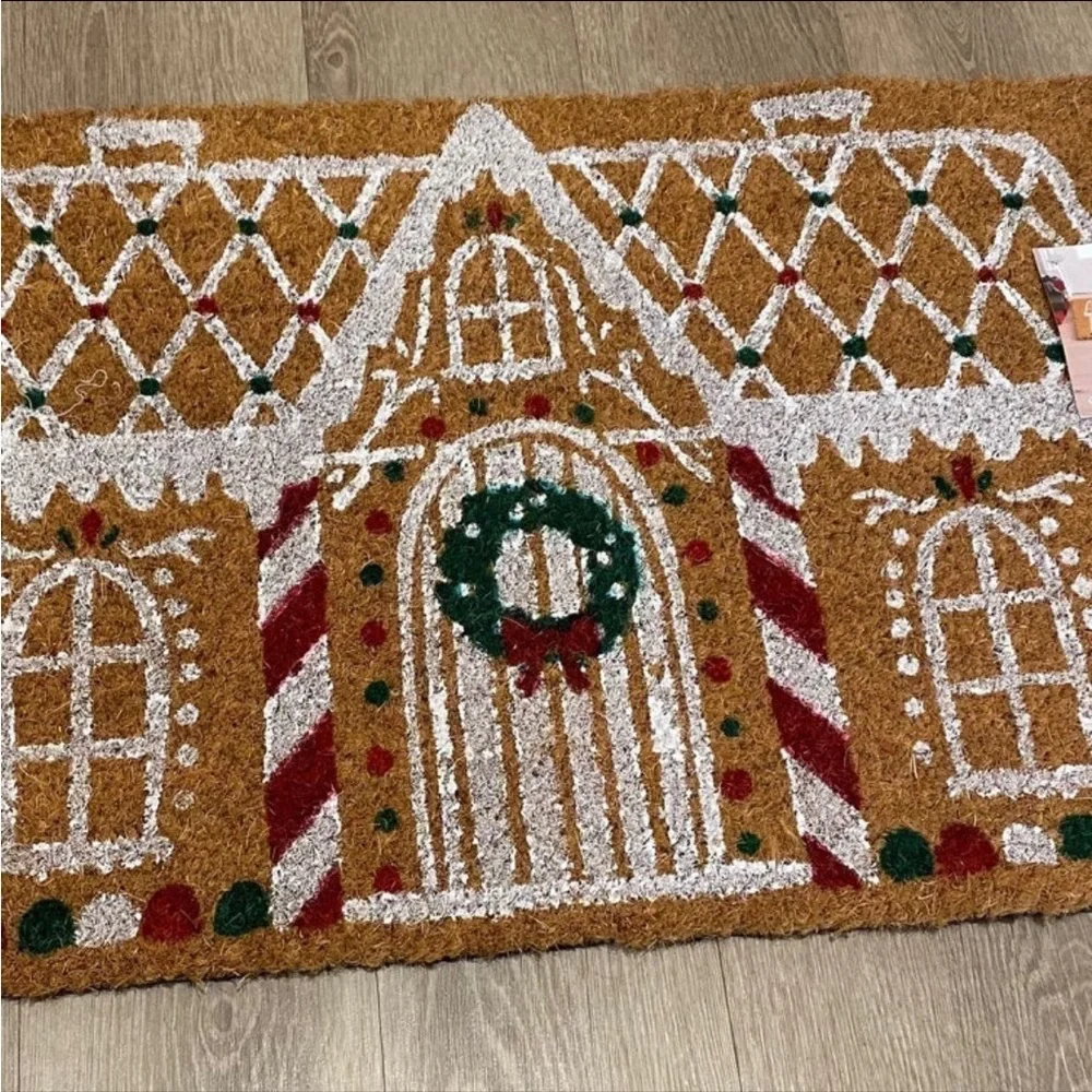 Gingerbread House Doormat - Festive Brown